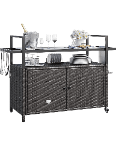 Portable Outdoor Wicker Bar Table
